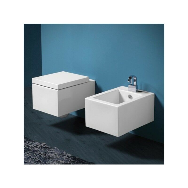Simas Suspendu Sanitaire FROZEN FROZEN FROZEN WC + Siège de toilette + Bidet 1 Trou Blanc 51df60