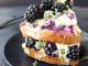 Italian Lemon Olive Oil Cake with Lemon Curd Mascarpone Filling, Topped with Fresh Blackberries and Thyme Blossoms