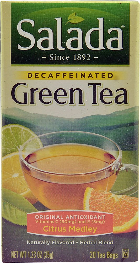 Salada Naturally Decaffeinated Original Antioxidant Green Tea Bags Citrus Medley 20 CT (Pack of 6)
