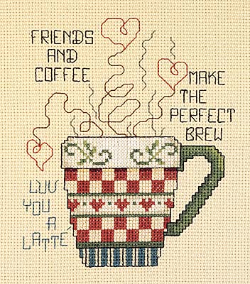 cliquez ici pour agrandir l'image de Friends and Coffee (kit de point de croix compté)