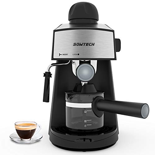 Machine à expresso 3,5 bars, 4 tasses, machine à cappuccino avec machine à mousser le lait à la vapeur et carafe