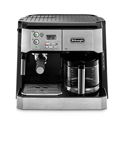 DeLonghi BCO430 Machine à café espresso à pompe combinée et machine à café goutte à goutte de 10 tasses avec baguette à mousser, argent et noir