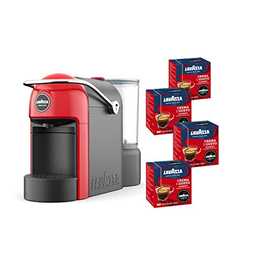 Lavazza A Modo Mio, Machine à café expresso Jolie avec 64 capsules Crema e Gusto incluses, Machine à capsules pour café à la maison comme au bar, 1250 W, 0,6 litre, couleur rouge