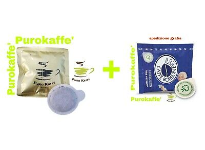 150 dosettes ESE 44mm filtre papier PUROKAFFE 'KREMOSO + 150 dosettes BORBONE BLU