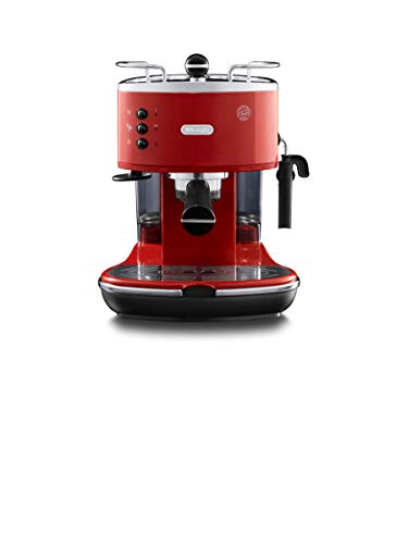 Machine à café expresso manuelle De'Longhi Icona Eco 311.R, café moulu ou pastilles E.S.E., 1100 W, 15 bars, rouge