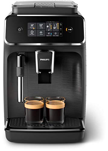 Machine à café automatique Philips Serie 2200 EP2220 / 10, 2 boissons, avec moulins en céramique, filtre AquaClean, Pannarello classique, 15 bar, 1500 W, 1,8 litre, noir satiné