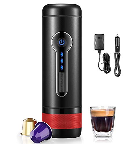 Machine à café portable Nespresso CONQUECO, machine à capsules expresso, chauffage électrique 12 V, idéal pour la voiture et le camping, compatible avec les capsules Orignal Nespresso et Starbucks