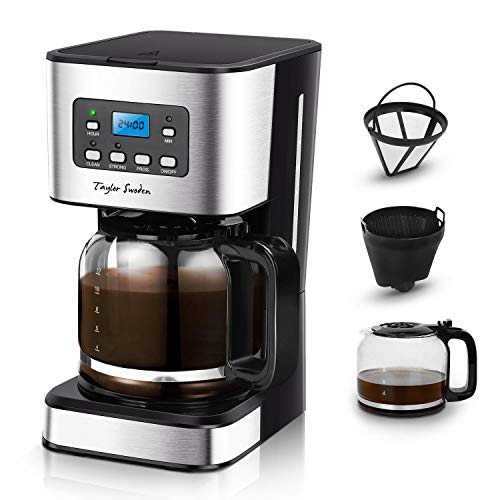 Taylor Swoden Darcy - Machine à café 950 W avec filtre réutilisable et plaque de base chaude, capacité 1,5 L, système goutte à goutte, minuterie, sans BPA, noir