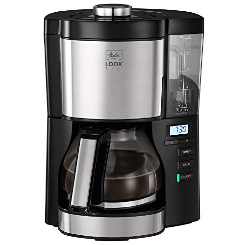 Melitta Look V Timer 1025-08 Machine à café filtre avec minuterie et réservoir (noir), plastique, 1,25 litre