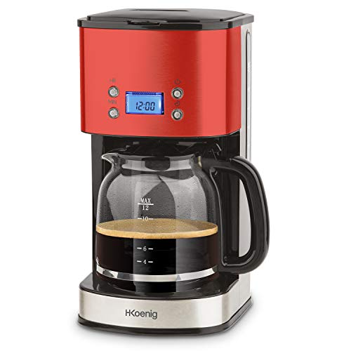 H.Koenig MG30 Macchina del Caffe Americano, plastica, Acciaio Inossidabile, Rosso