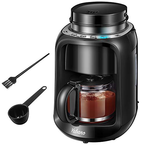 Yabano macchina caffe americano, Grind und Brew macchina caff (con macina, timer, doppio scomparto per fagi), in acciaio INOX, colore: Nero