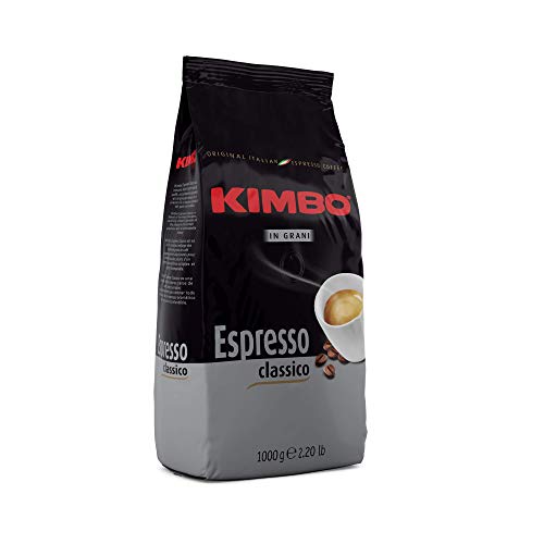 Grains de café entiers Kimbo Classic Espresso, torréfaction moyenne, sac de 1 kg