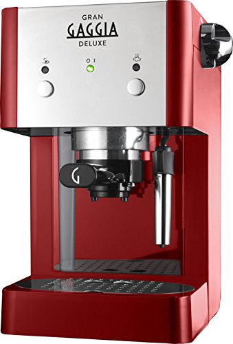 Gaggia RI8425 22 Machine à expresso manuelle GranGaggia Deluxe, café moulu et dosettes, 15 bars, couleur rouge