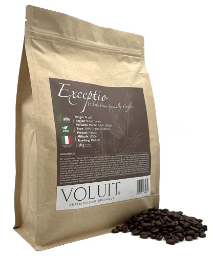 VOLUIT EXCEPTIO - Caffè Decaffeinato in Grani, Selezione Esclusiva | Caffè di Specialità in Grani 100% Arabica da Torrefazione Artigianale, Caffè Decaffeinato Premium | Torrefazione Artigianale - 1KG