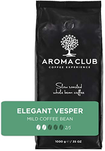 Grains de café Aroma Club 1kg - Elegant Vesper Medium Roast - 100% Arabica du Costa Rica - Slow Roast - UTZ Certification & Zero Impact
