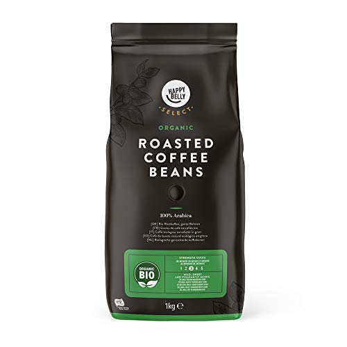 Marchio Amazon - Happy Belly Select Caffè Biologico Torrefatto in Grani - 2 kg (2 Pacchi x 1 kg)