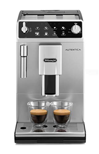 De Longhi Autentica ETAM29.510.SB Macchina da Caffè Automatica per Espresso e Cappuccino, 13 livelli di macinatura, Caffè in Grani o in Polvere, 1450 W, Argento Nero