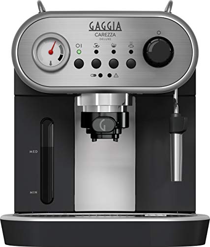 Gaggia RI8525 01 Carezza Deluxe Machine à café expresso manuelle, pour café moulu et dosettes, gris noir