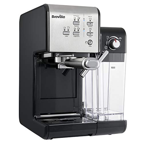Breville PrimaLatte II VCF108X-01 - Macchina da caffè e espresso, pompa italiana da 19 bar, adatta per caffè in polvere o cialde | Montalatte automatico integrato | nero argento