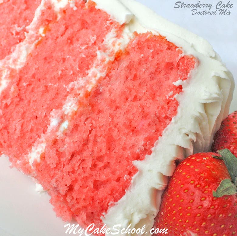 La MEILLEURE recette de gâteau aux fraises (mélange à gâteau préparé) par MyCakeSchool.com! 