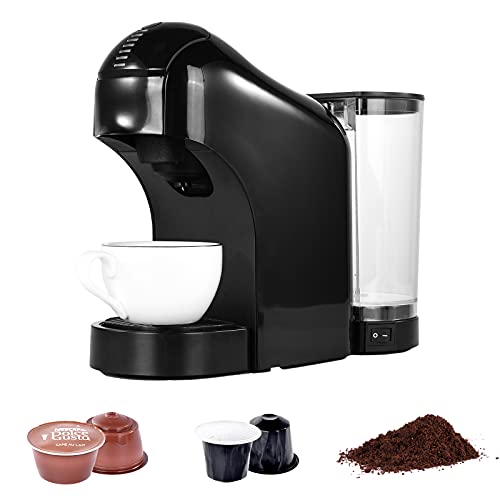 Machine à café à capsules 3 en 1, Machine adaptée au café à capsules Nespresso et Dolce Gusto, Machines à café à dose unique, 0,8 L, Taille d'infusion à 7 niveaux, Arrêt automatique, pour une utilisation au bureau à domicile