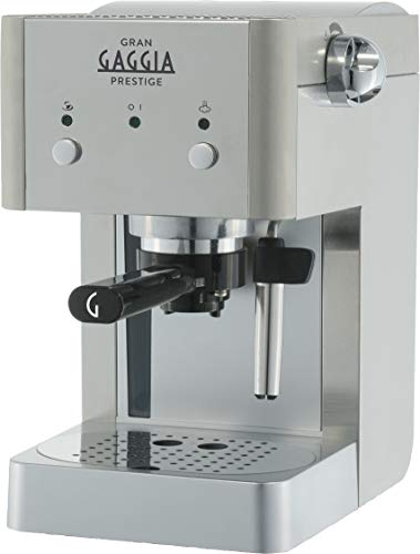 Gaggia RI8427 11 GranGaggia Prestige - Macchina da Caffè Espresso Manuale, per Macinato e Cialde, Argento