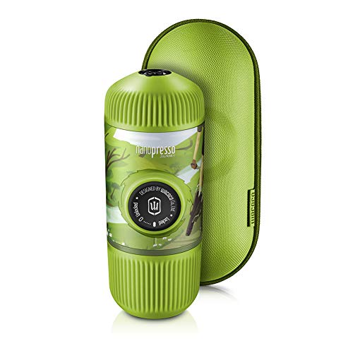 WACACO Nanopresso Macchina Espresso Portatile in bundle con Custodia Protettiva, Versione di Aggiornamento di Minipresso, Macchina Caffe Portatile, Manuale Azionato (Nanopresso Journey Spring Run)