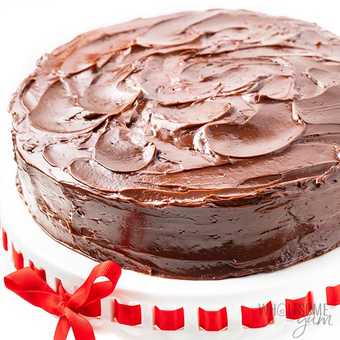 gâteau au chocolat à faible teneur en glucides avec glaçage