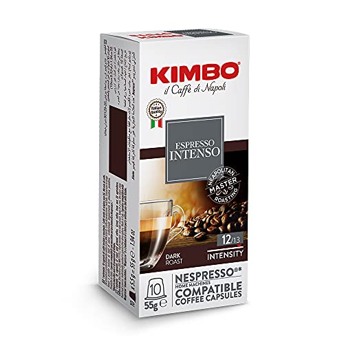 Kimbo Intenso - Capsules Café Compatibles Nespresso, Intensité 12/12, 10 Boîtes de 10 Capsules (Total 100 Capsules)