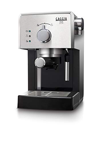 Gaggia RI8435 11 Viva Deluxe - Machine à café expresso manuelle, pour café moulu et dosettes, 1025W, 1L, Noir Argent