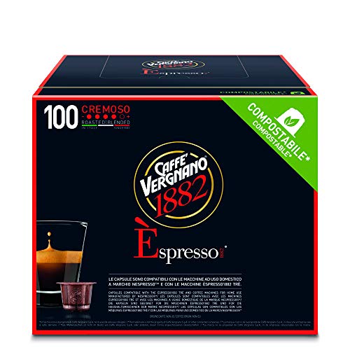 Caffè Vergnano 1882 Èspresso Cremoso, 100 Capsules, Compatible Nespresso, Compostable
