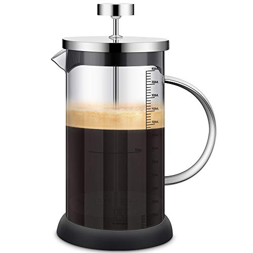 Cafetière Presse Filtre Machine, 600ML Presse Française Cafetière En Acier Inoxydable Cafetière En Verre pour Café, Restaurant, Bar, Cafetière