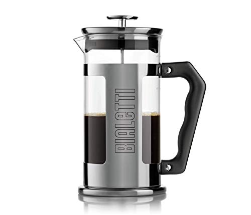Bialetti 0003180 Caffettiera con Pressofiltro (Coffe Press), per caffè, tè e infusi, 350 ml (3 Tazze), 0.35 Litri, Vetro, Acciaio Nero