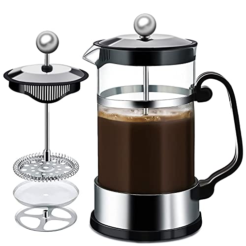 MAISITOO Cafetière française, 1000 ml Presse-presse française Cafetière à presse française Cafetière en verre en acier inoxydable pour café, restaurant, bar, cafetière (noir)