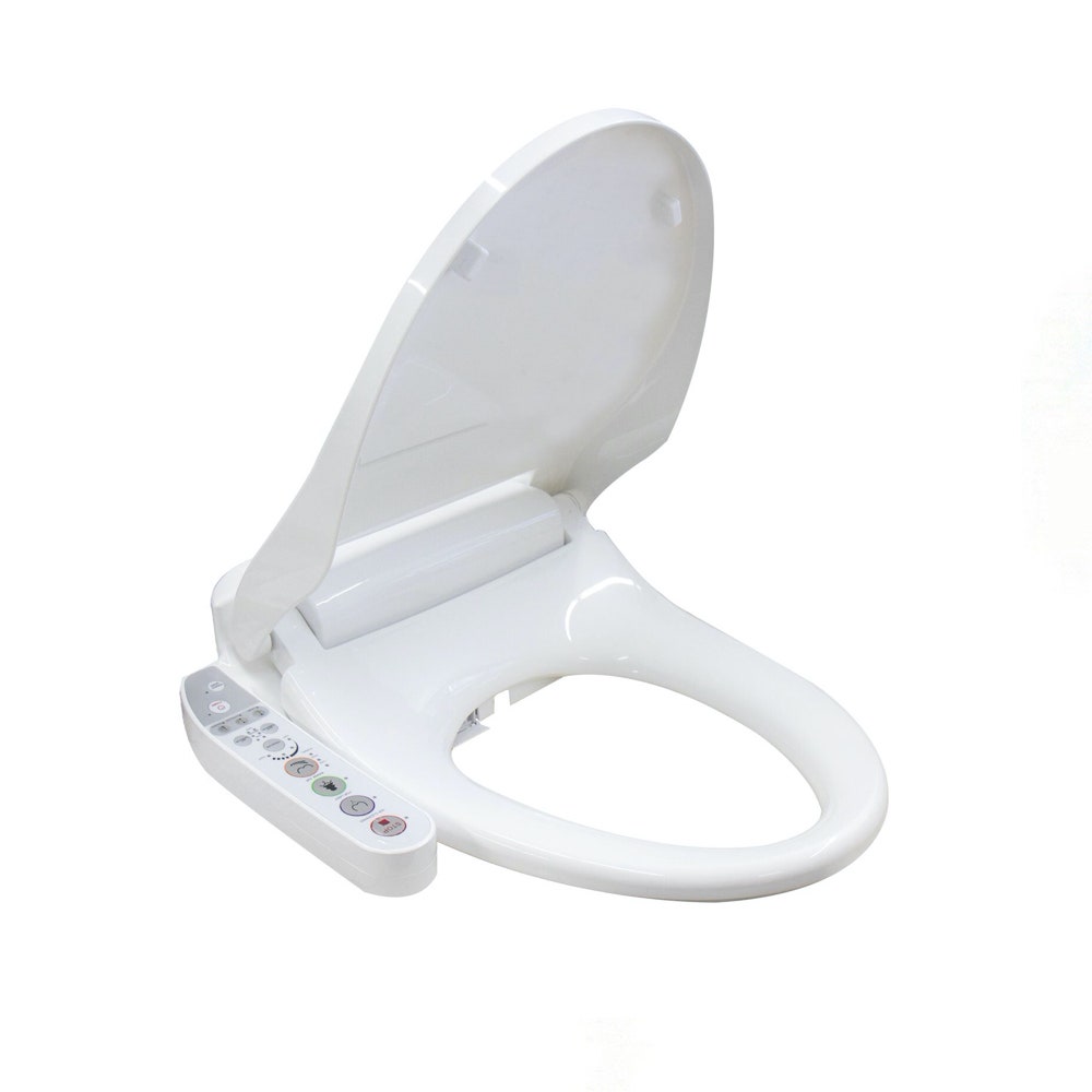 Siège de bidet allongé de toilettes éternelles blanches sur fond blanc
