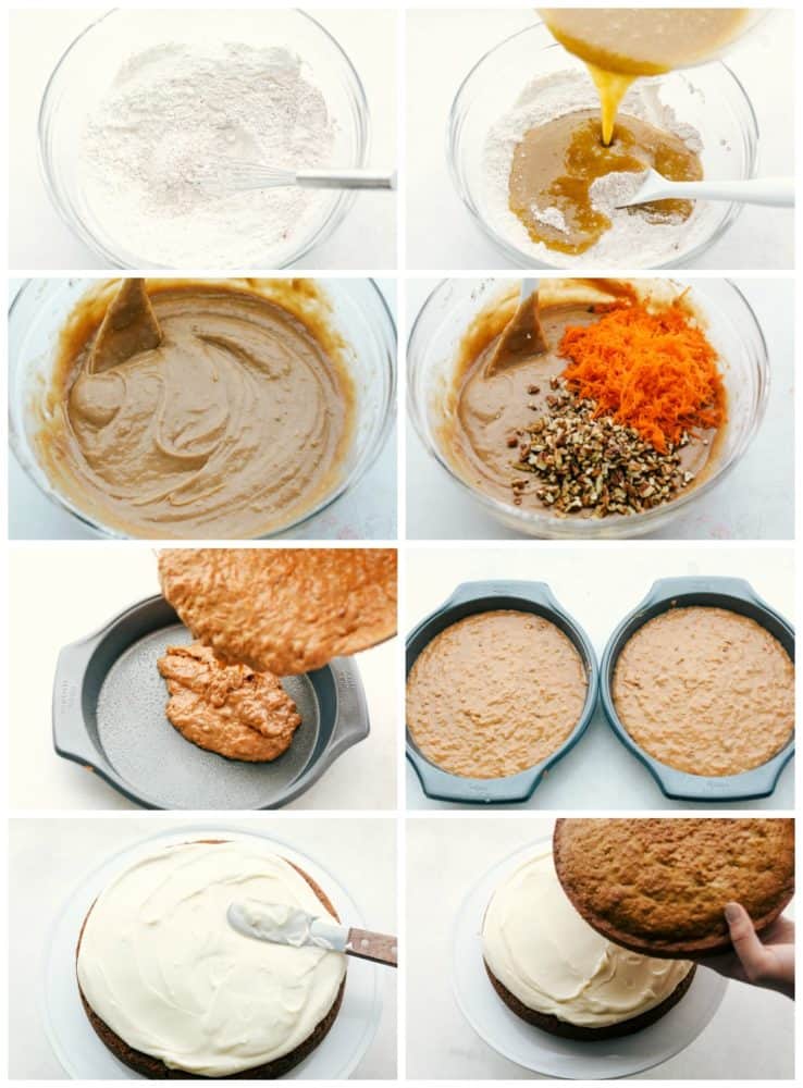 Le processus de fabrication du gâteau aux carottes. 