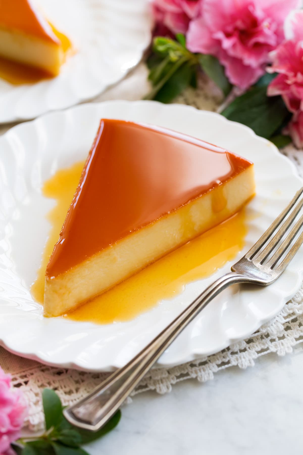 Recette de flans Image d'une tranche de flan.