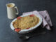 rhubarb crumble with custard on the side
