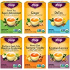Yogi Tea - Lot de 6 échantillons de thé Digestion et Détox - Thé vert super antioxydant, gingembre, détox, cidre de pomme mûre, vitalité de curcuma Honey Chai et réglisse égyptienne - 96 sachets de thé