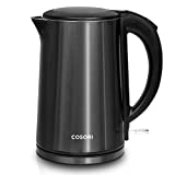 COSORI Bouilloire Électrique En Acier Inoxydable Avec Double Paroi, 1.5L Couvercle Large Ouvert Thé Électrique