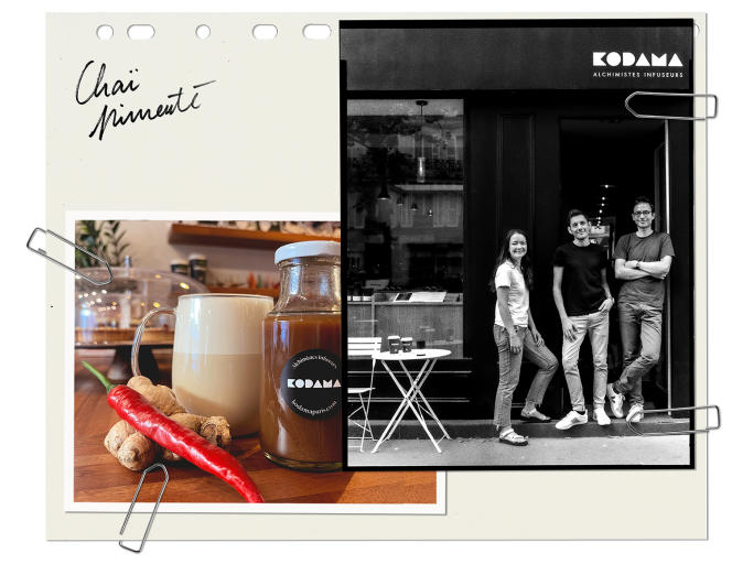 Alix Lê, Vincent Brunet et Martin Lê, le trio du bar à thé Kodama à Paris.